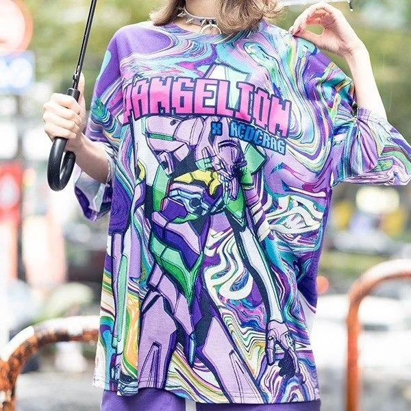 EVA Adult and Children Neon Genesis Evangelion Color Tie-Dye 3D Print Harajuku Style Short Sleeve T-Shirt, Shorts, Friends