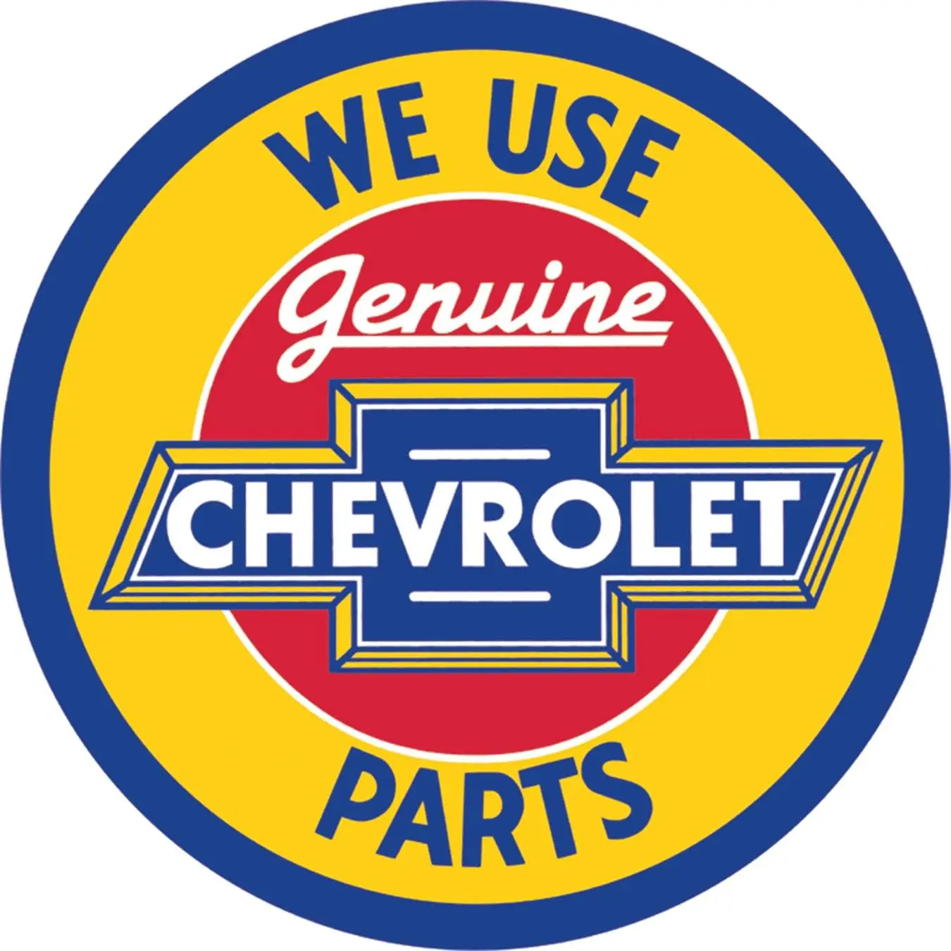 Desperate Enterprises Chevy Round Genuine Parts Tin Sign, 11.75