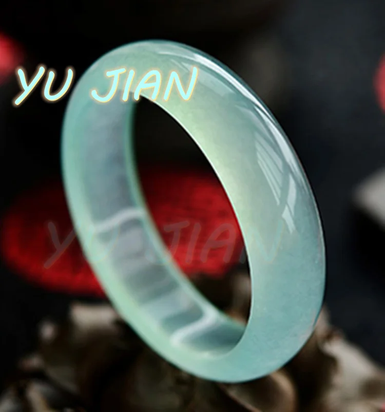 

New Pit Jadeite Perfect Bracelet Green High Ice Smooth Floating Green-Flower Jade Bangle Handring Elegant Fine Jewelry