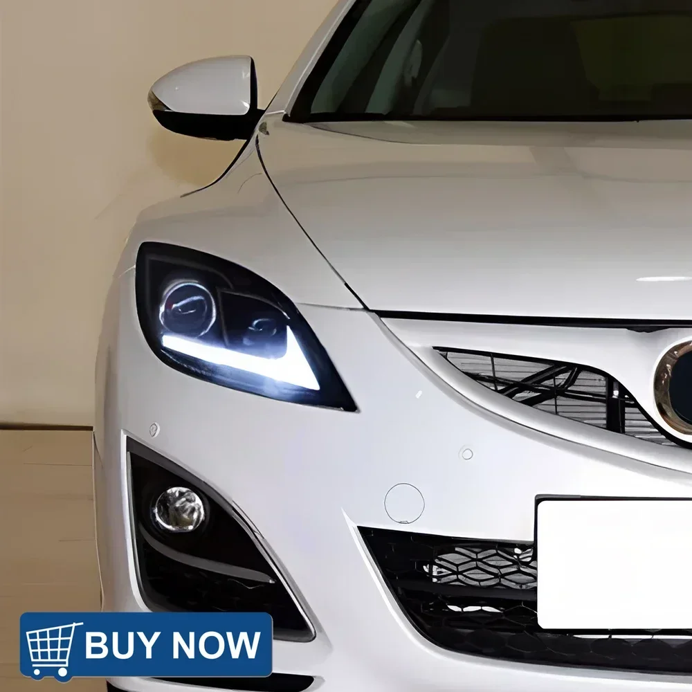 

Автоматические фары в сборе для Mazda 6 2009-2016, обновление, светодиодный динамический DRL, стиль демонических глаз, инструмент для линз проектора, автомобильные аксессуары