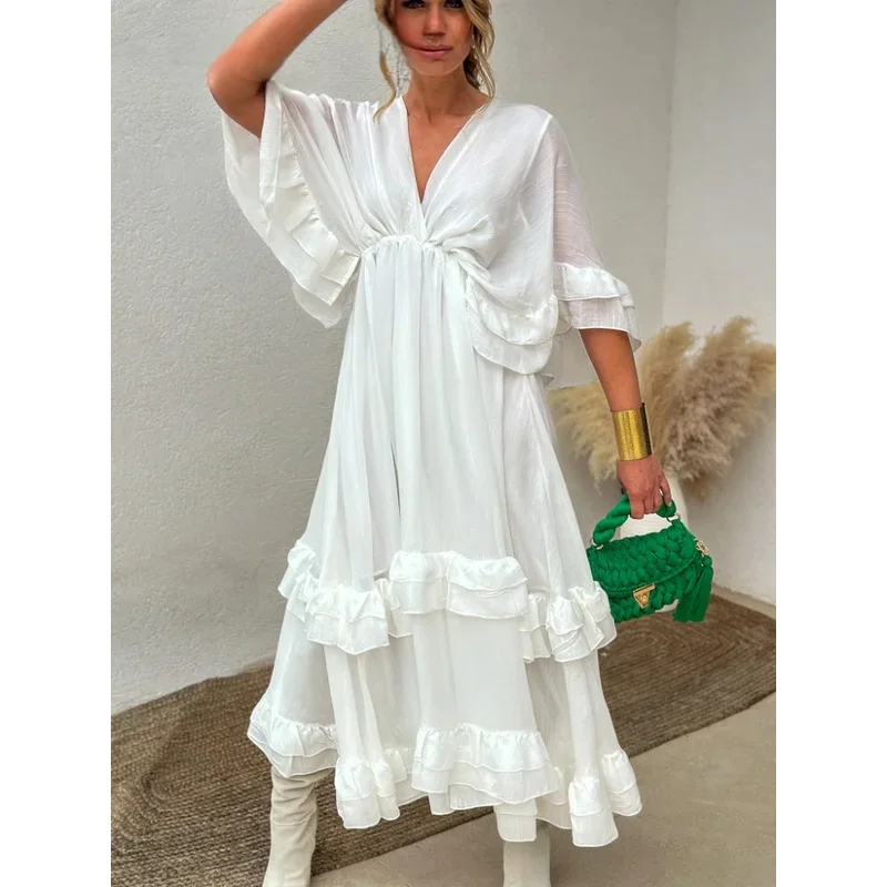 JINIA Women's Beaded Wide Leg Pants Streetwear Trousers with Patchwork Pockets SS25 Boho Summer Pants Button Zipper Design