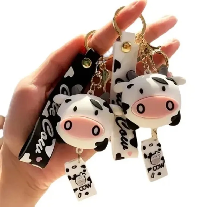 2025 Korean Version Creative New Cartoon Cute Cow Keychain Animal Pendant Car Bag Hanging Accessories Gift Wholesale