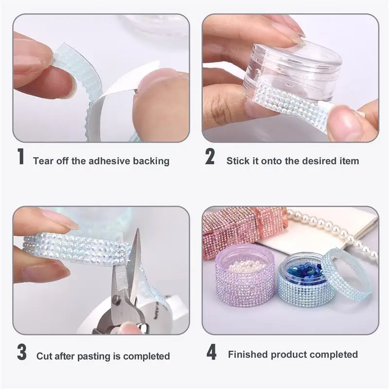 91 سنتيمتر عودة ذاتية اللصق حجر الراين ملصق الشريط قطاع هلام اللون الماس للفنون/الحرف DIY بها بنفسك الحدث أحذية هاتف السيارة ديكور #5