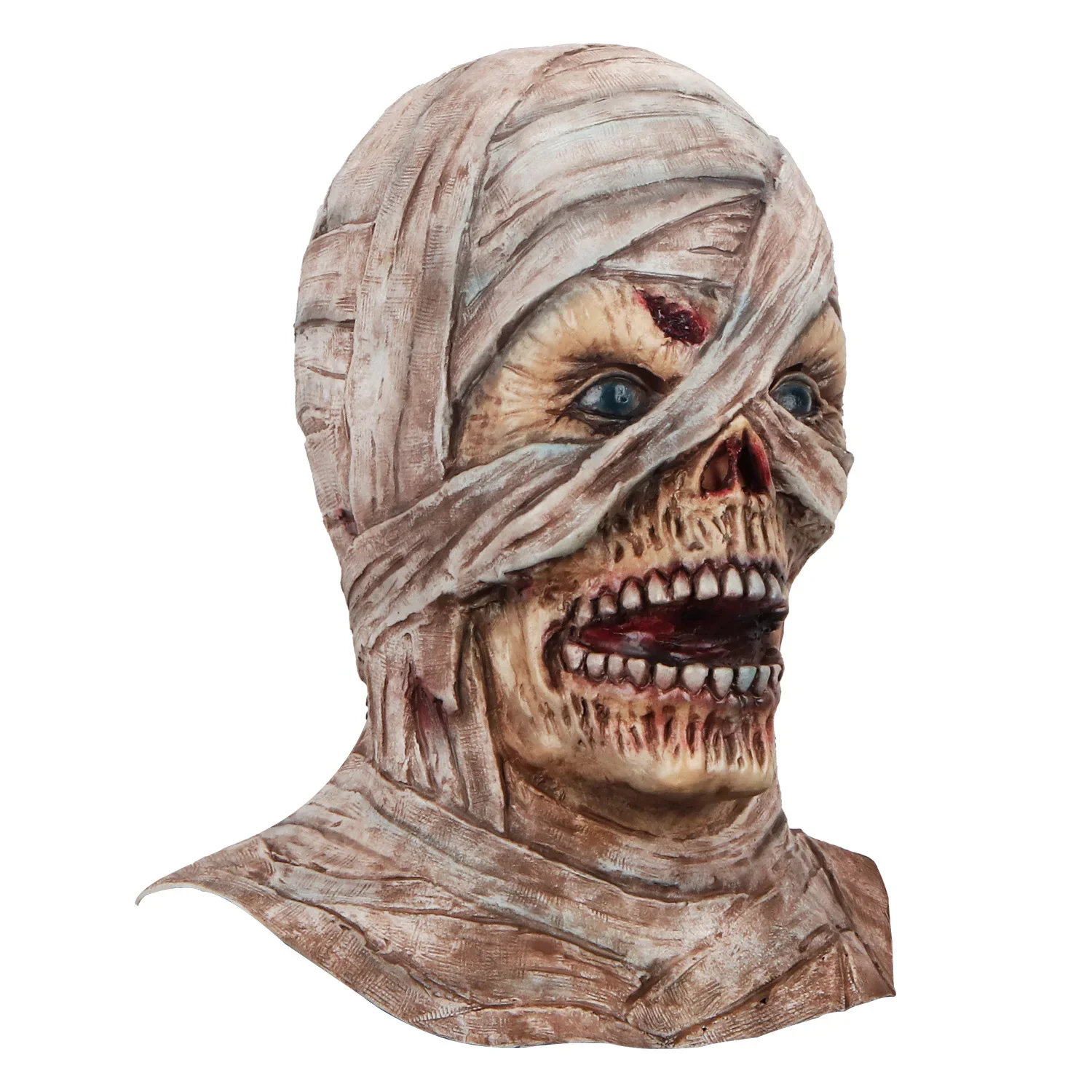 Latex Mummy Mask Halloween Horror Mask Zombie Mummy Cosplay Props Pharaoh Ghost Masks Mummy Head Cover Masks Mummy Masque