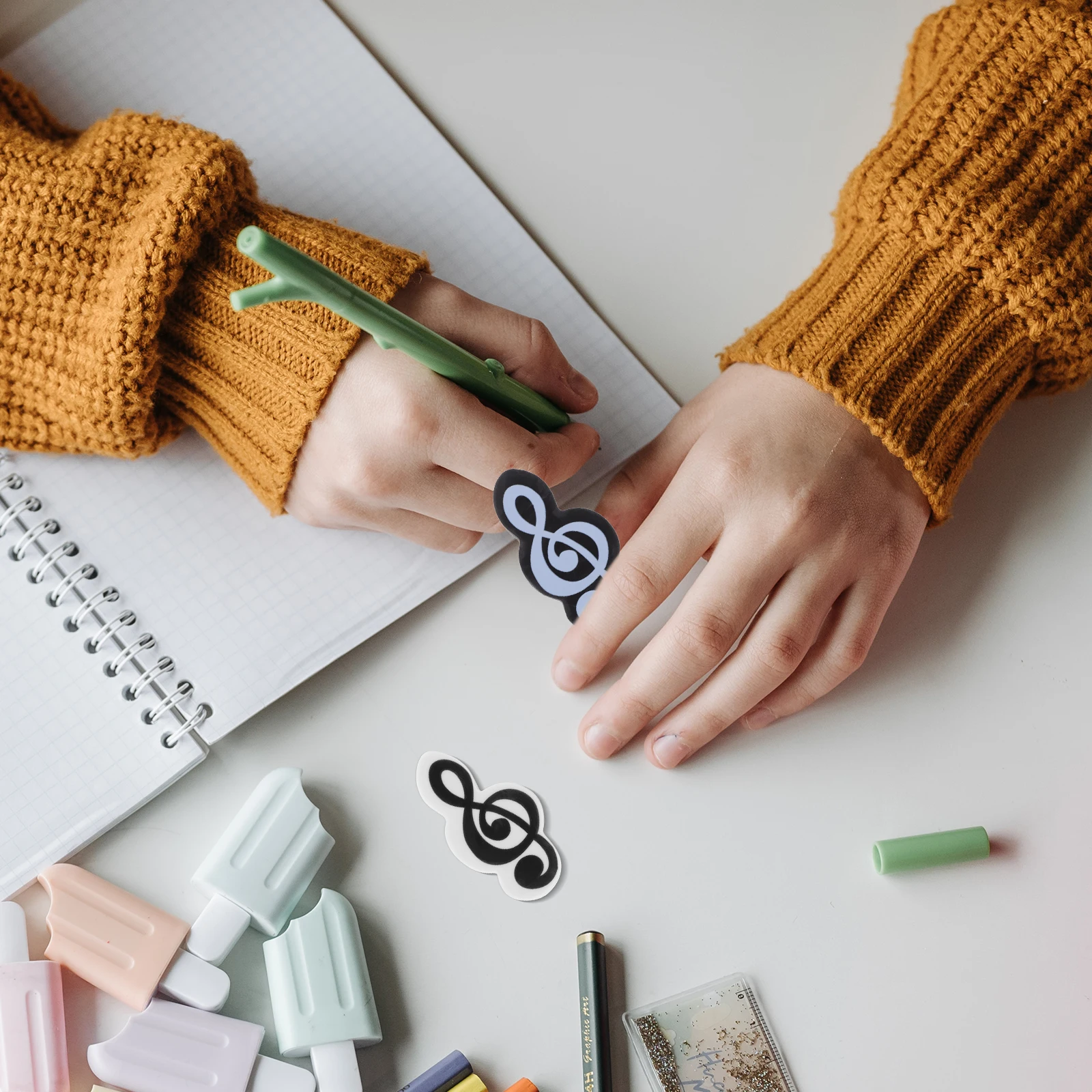 20 Pcs Mini Bulk Cute Small Erasers Music Note Symbol Tpr Material Pencil Rubber For School Classroom Home Party Favors Game