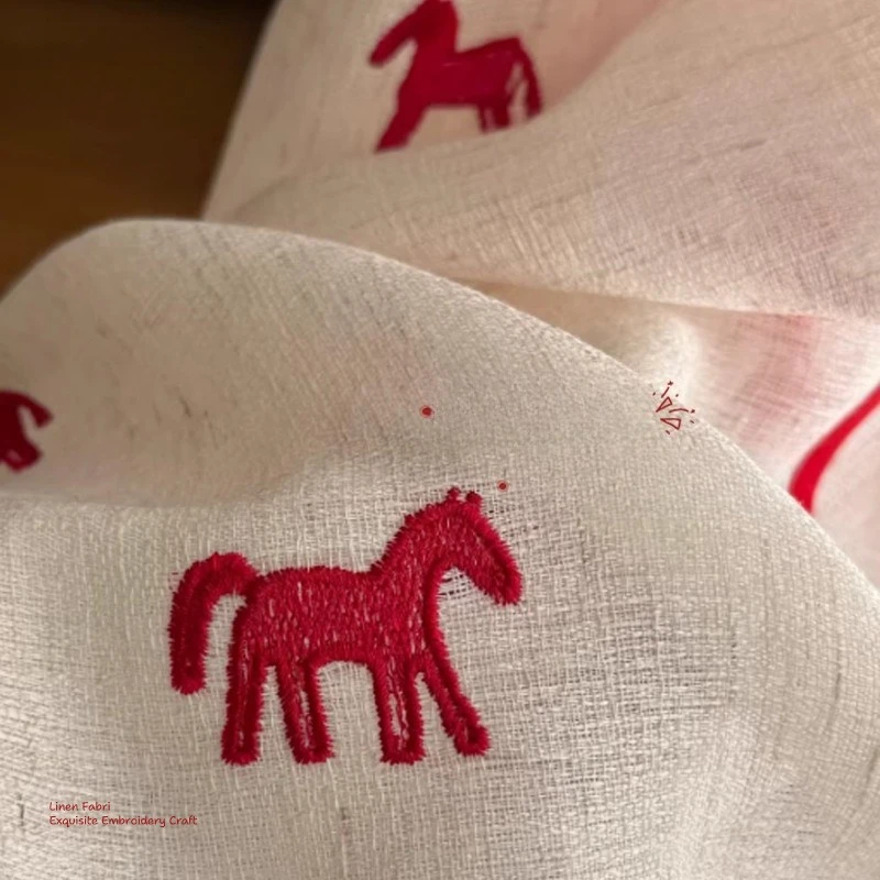 Cotton Linen Tulle with Embroidered Pony Cartoon Curtains for Children's Rooms Suitable for Boys and Girls Bedroom Custom Size
