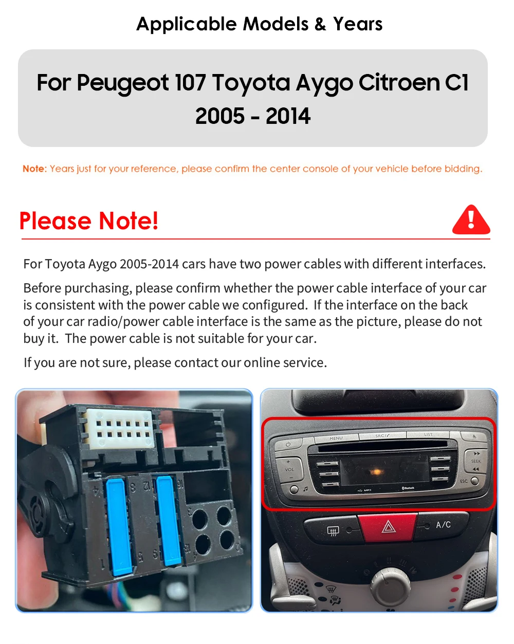 8G + 256G Android Auto radio Für Peugeot 107 Citroen C1 Toyota Aygo Autoradio 7870 AI Carplay multimedia 2K Bildschirm ADAS 360 Cam GPS – Detail 2