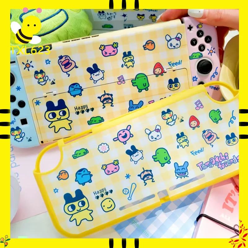 غطاء حماية كرتوني متباين الألوان من Tamagotchi لجهاز Switch OLED Lite Series ملحقات الألعاب NS Shell تصميم لطيف