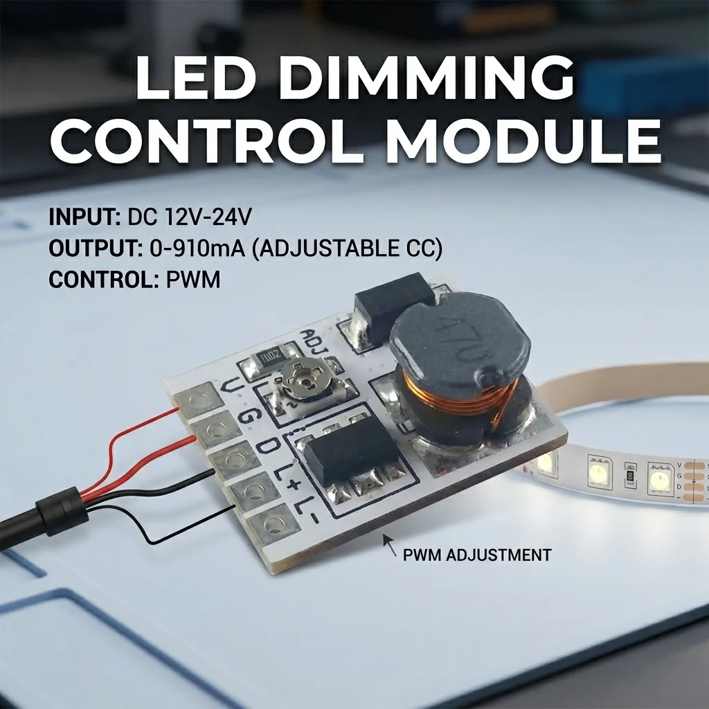 LED Dimming Control Module DC 12V 24V Adjustable PWM 0-910MA Constant Current Driver Board for Arduino ESP32