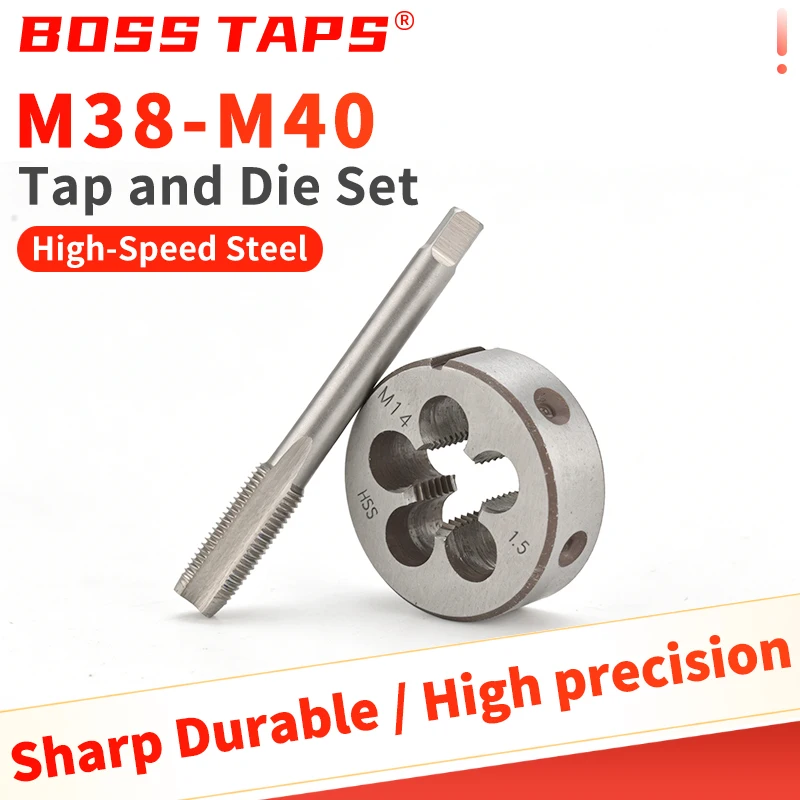 BOSS TAP 1SET M38-M40RightHand Mertic Tap Die Set HSS Used for machine tool internal and external thread tapping and repair tool