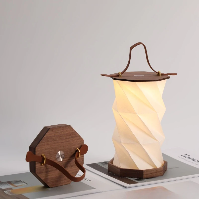 Wooden rotating lantern with portable lantern New Chinese antique souvenir
