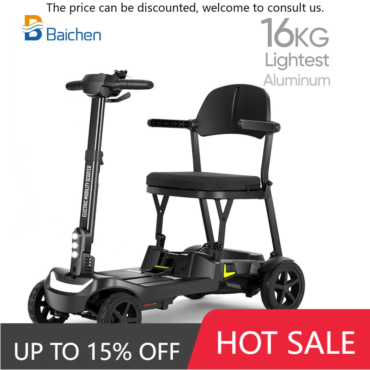 

270W Brushless Motor Long Range Personal Travel Portable Folding 4 Wheel Electric Mobility Scooter For Seniors Disabled