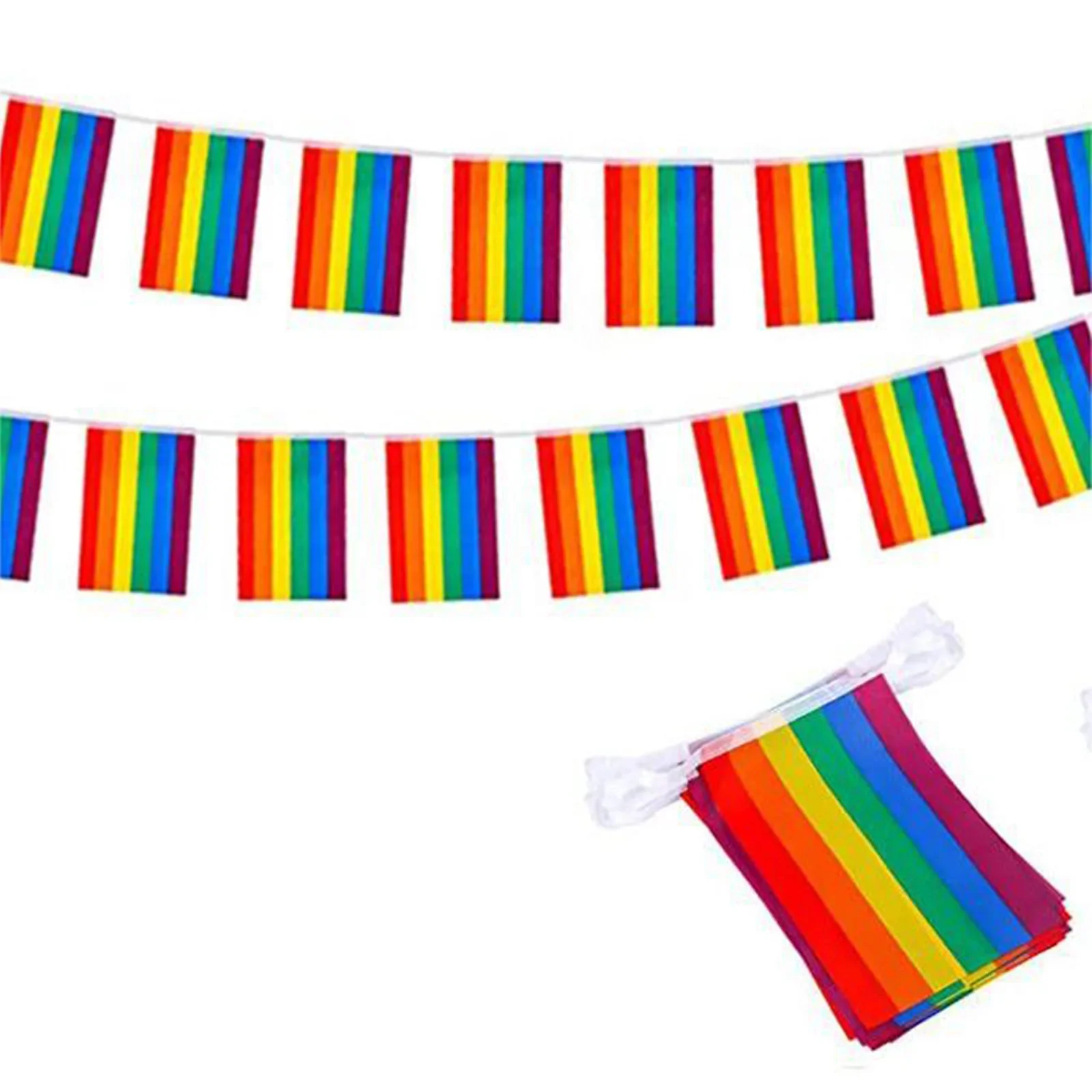 Rainbow Flag Banners 2pcs Decoration Festival Party Celebration Indoor/Outdoor Polyester Pride Banner String Flag