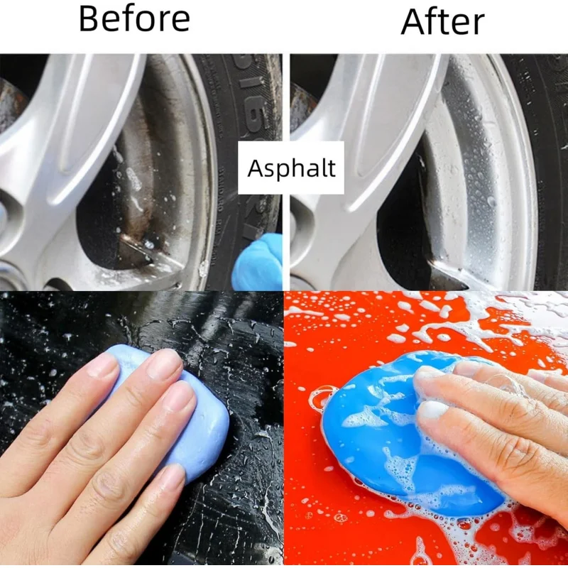 6 Car Wash Clay Kit，Including4Car wash clay（Total 400 Gram），2 A towel，High-quality scratch-free magic clay strips Automatic Beau