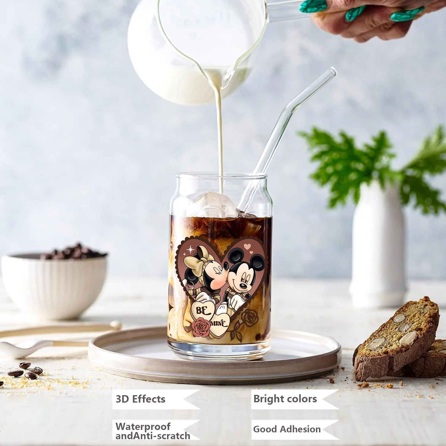 XOXO Lover Mickey Series easy peel waterproof DIY Decals 3D transfers uvdtf stickers 16oz uv dtf cup wraps for Libbey Glasses