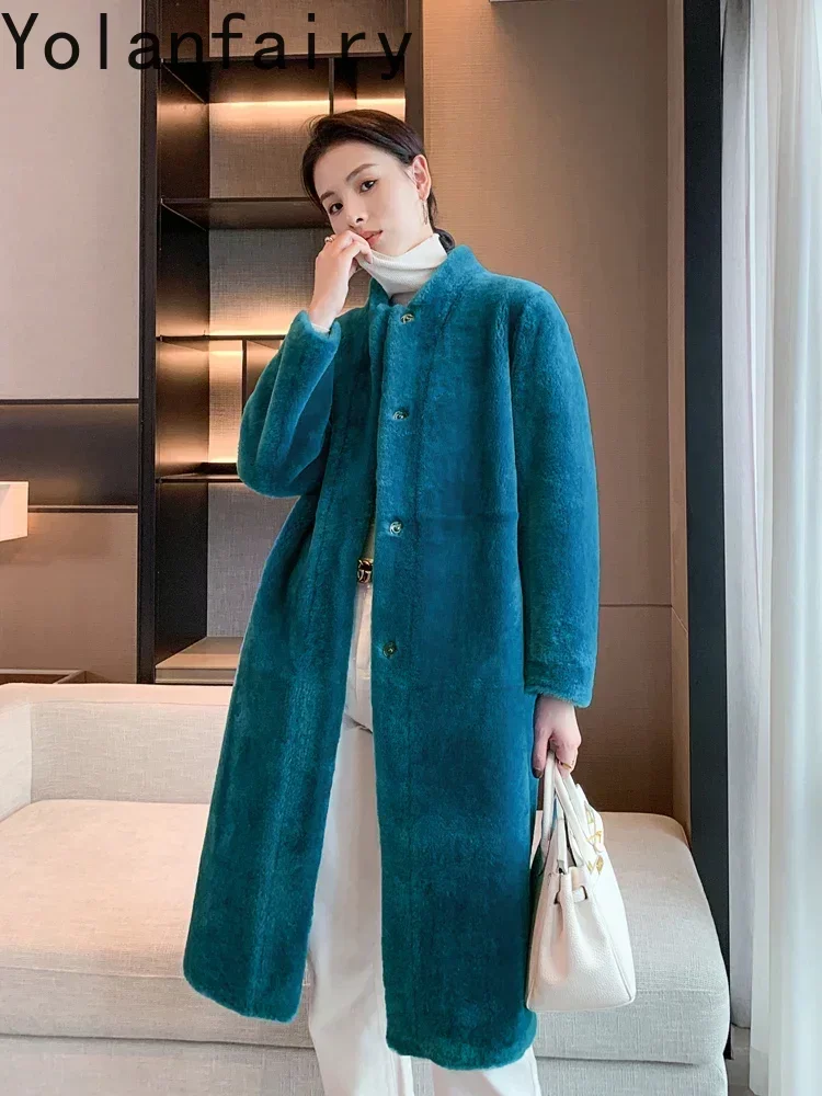 High Quality Genuine Wool Fur Coat Autumn Winter Long Real Sheepskin Female Jacket Double-sided Women\'s Coats Casacos Zjt1643