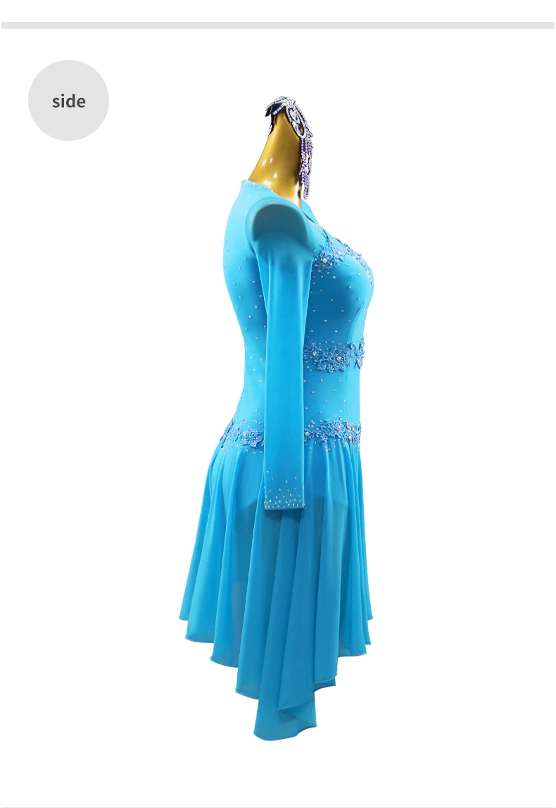 Lateinamerikanisches Tanzkostüm, passendes Kleid für Mädchen, Abendkleidung für Damen, Wettbewerbsanzug, Tanzkleidung für Bühnen- und Festivalaufführungen, Rock, Tanzkleidung für Ballsaal. – Detail 9