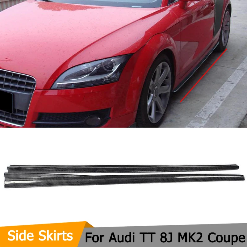 For Audi TT 8J MK2 Base Convertible Coupe 2-Door Bumper Lip 2008 2009 2010 2011 Real Carbon Fiber Racing Side Skirts