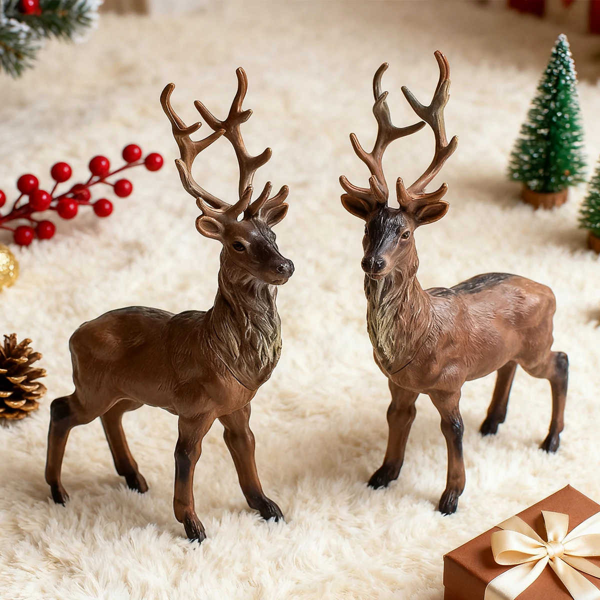2 artificial elk models | Christmas decorations | Desktop decoration | Teaching props | Birthday party anniversary gift | Easter, Halloween, Hanukkah, Day of the Dead gifts