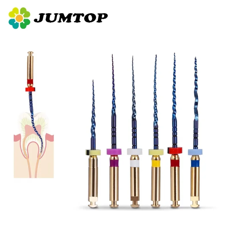 

6Pcs JUMTOP Dental Endo Files Heat Activated Canal Root Files SX-F3 25mm Engine Use Rotary Files for Root Canal Treatment