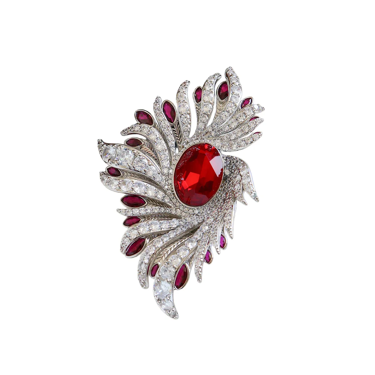 

Exquisite French Feather Brooch,Luxury Versatile Zircon Court Style Pin Clothing Accessories