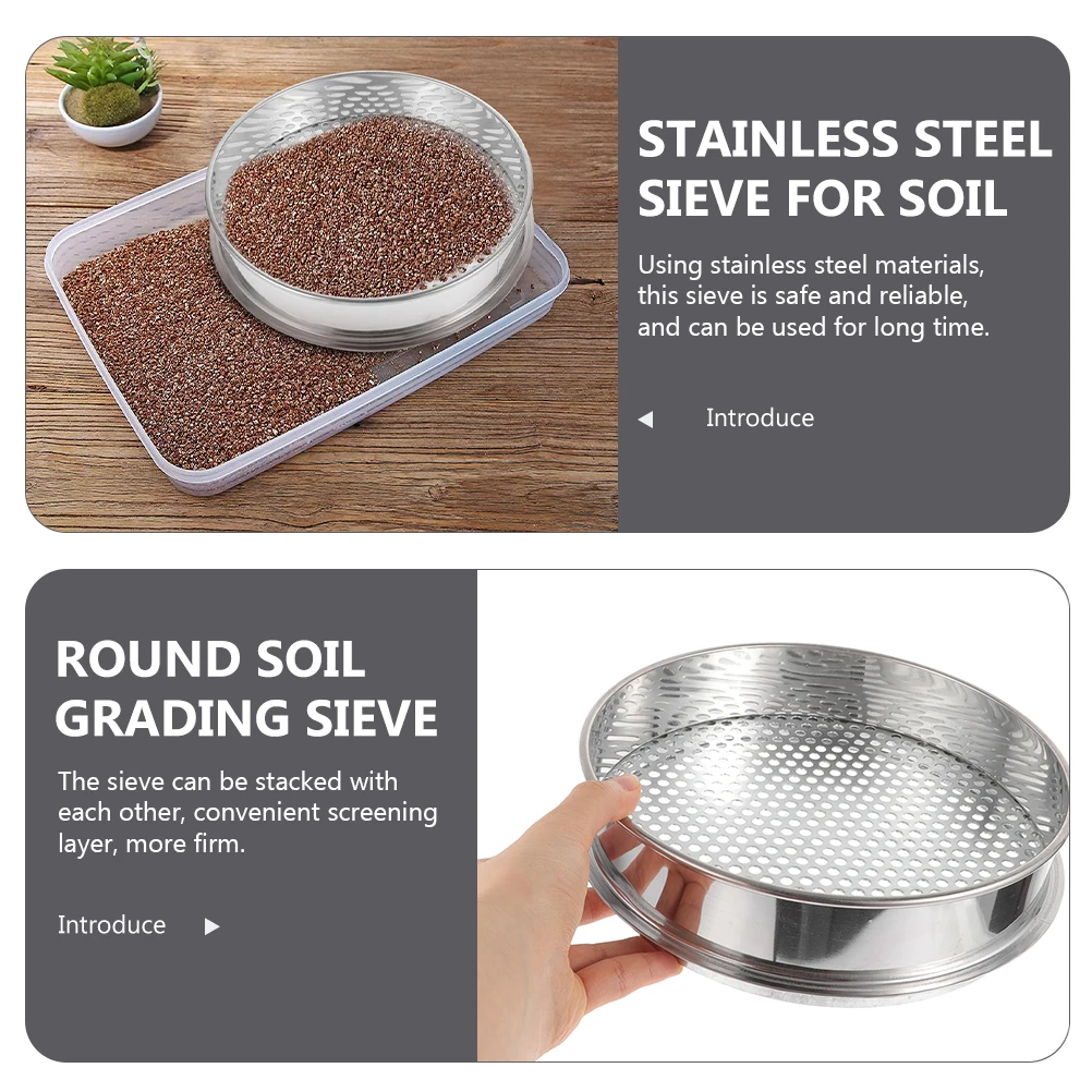 

Soil Sifter Steel Sieve Round Soil Grading Sieve 20cm Round Hole 6mm Mesh Garden Kitchen Use Portable Grading Tool