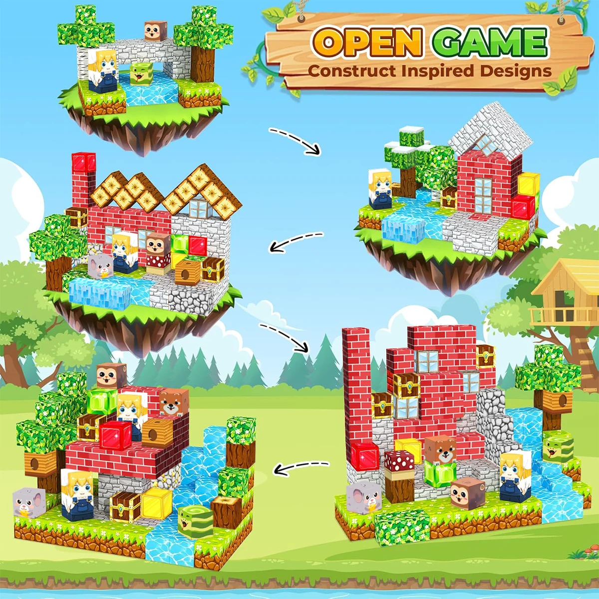 Magnetic Building Blocks Lava Animals For Kids Boys Girls Ages 3+ Magnet Cube Set STEM Montessori Sensory Toy