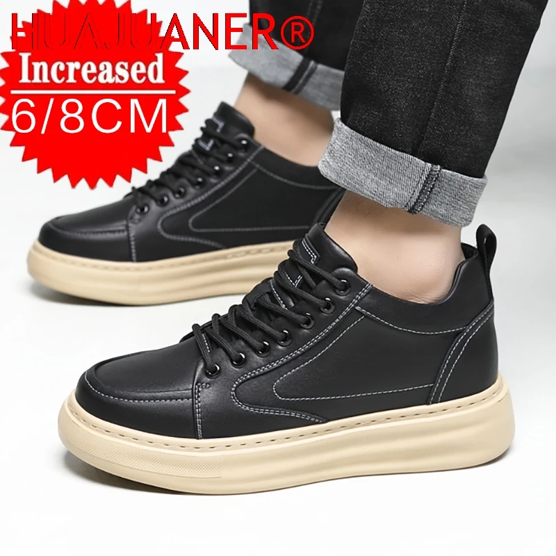 Fashion Men Elevator Height Increase Shoes Breathable Leather Soft Oxford Shoes Outdoor Antiskid Comfy Classic Casual Shoes
