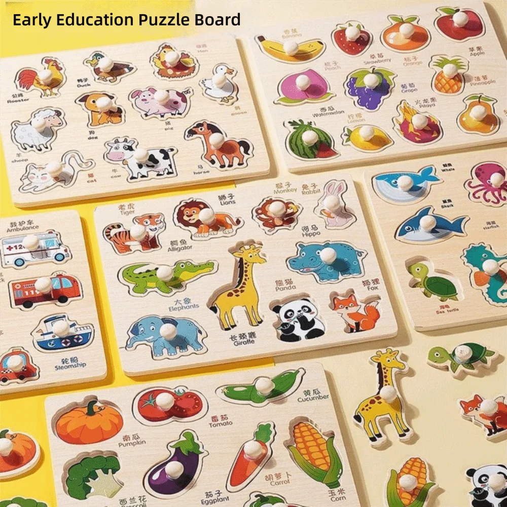 Multifuncional Wooden Cognitive Alphabet Letters Vehicle Montessori Fruits Parent Unisex Interactive Tangram Jigsaw