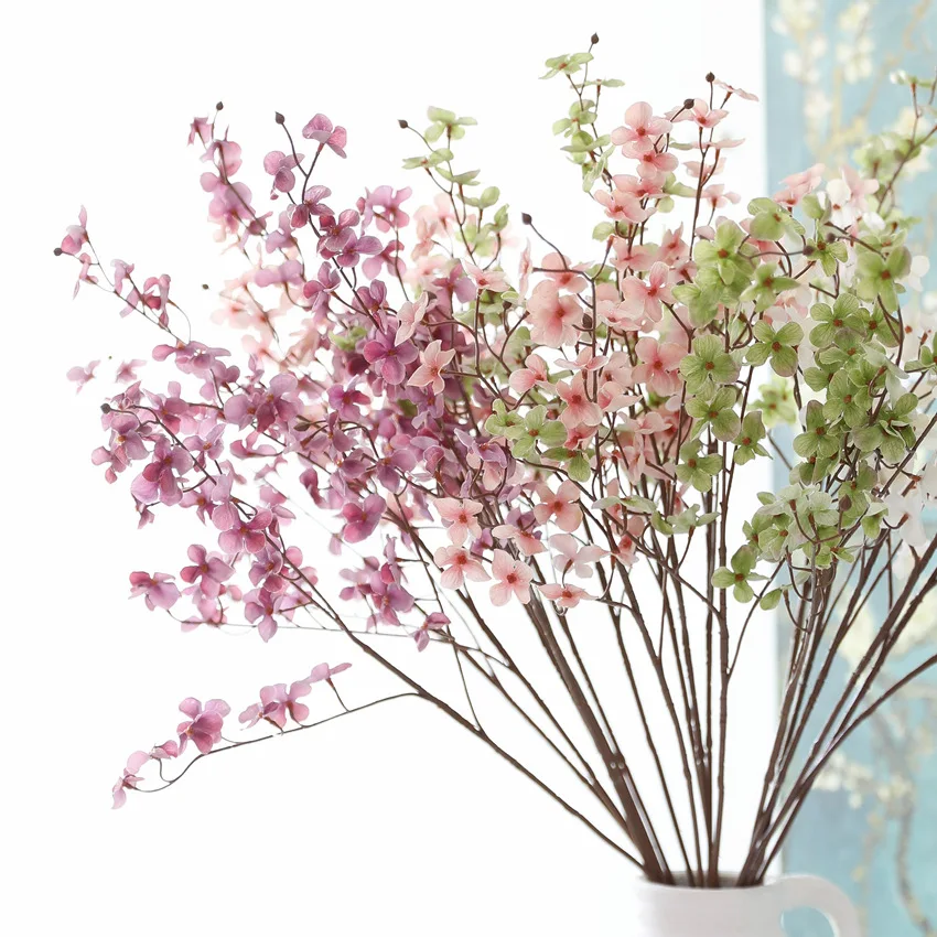 6 Stück künstliche Kirschblütenzweige mit 4 Gabeln, Heim- und Raumdekoration, Hochzeit, Blumenarrangement, Party, Tischdekoration, künstliche Blumen – Detail 1