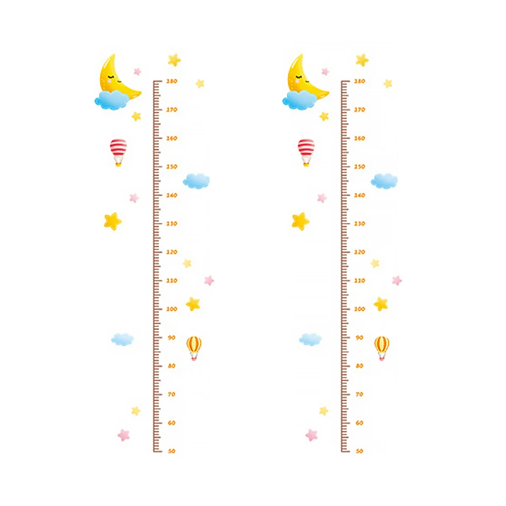 

2pcs PVC Height Chart Sticker Cartoon Growth Wall Decal Kids Room Decor Easy Remove Educational Tracker Wall for Bedroom