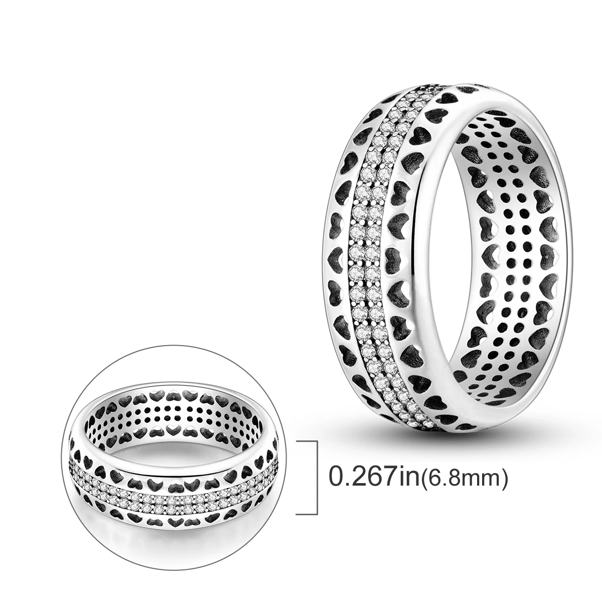 Women's 925 Sterling Silver Stackable Flower Ring, Engagement