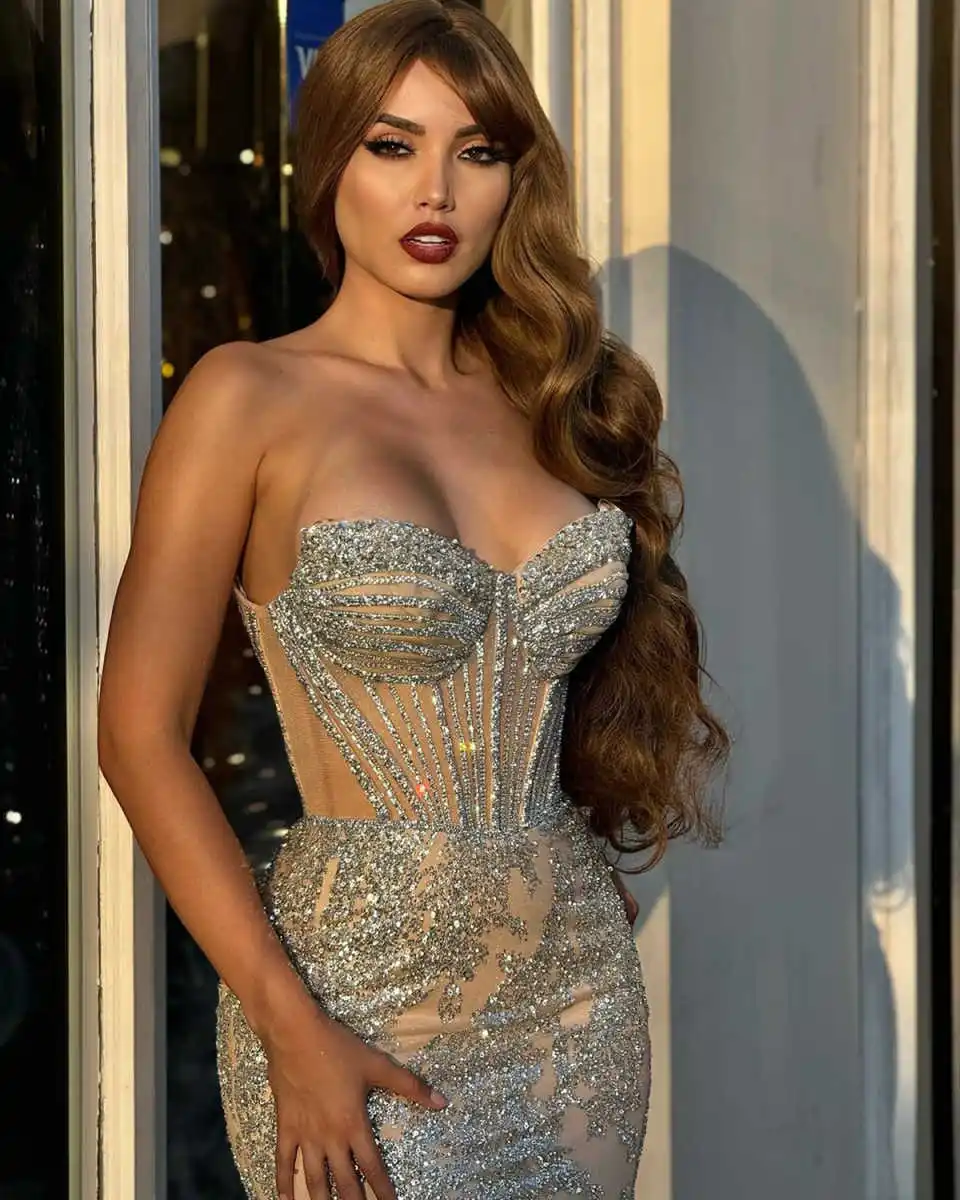 فستان سهرة مثير حورية البحر ترتر دانتيل بدون حمالات فساتين حفلات الوهم بدون أكمام وسحاب فساتين رسمية مخصصة عالية الجودة