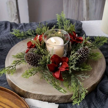 Floral Wreath Holiday Candle Holder 1