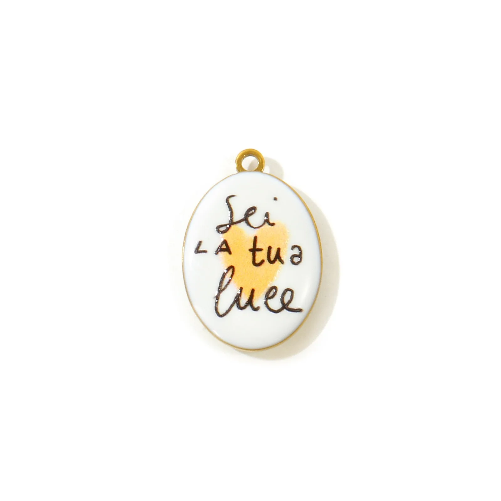 2 Stück Emaille-Anhänger mit beidseitigem Aufdruck, italienische Wörter, „Live now Shine always“, geometrisch, aus Edelstahl 304, zum Basteln. – Detail 5
