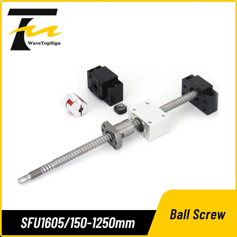 SFU1605 150-1250mm RM1605 Rolled Ball Screw With End Machined+1605 Ball Nut+Nut Housing+BK/BF12 End Support+Coupler For CNC Part