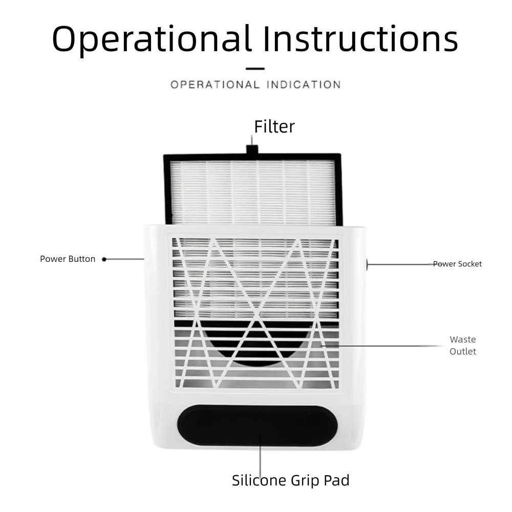 Vitesse de bruit de collecteur de poussière d'ongle de 80 W ​ ​ Aspirateur de poussière d'ongles réglable, Turbine, ventilateur d'extraction d'aspiration puissant sans balais