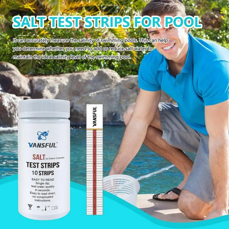 Pool Test Strips Kit para água salgada, Tiras de teste de dureza de água para banheira quente, 10 tiras