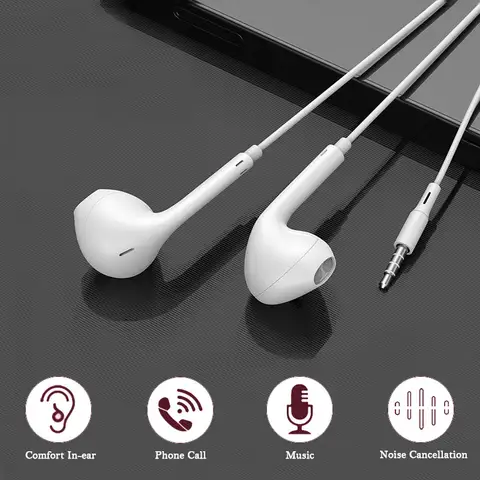 3.5mm Wired Headphones In Ear Headset Wired Earphones with Microphone Stereo Earbuds Sports for Samsung Huawei Xiaomi Phones MP3