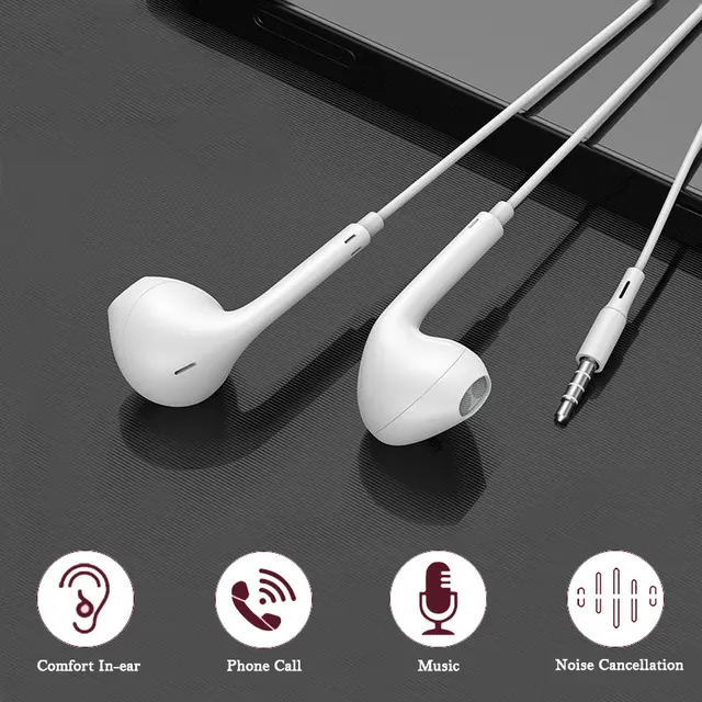 Écouteurs intra-auriculaires filaires avec Microphone, oreillettes stéréo, sport, pour téléphones Samsung, Huawei, Xiaomi, MP3, 3.5mm 1