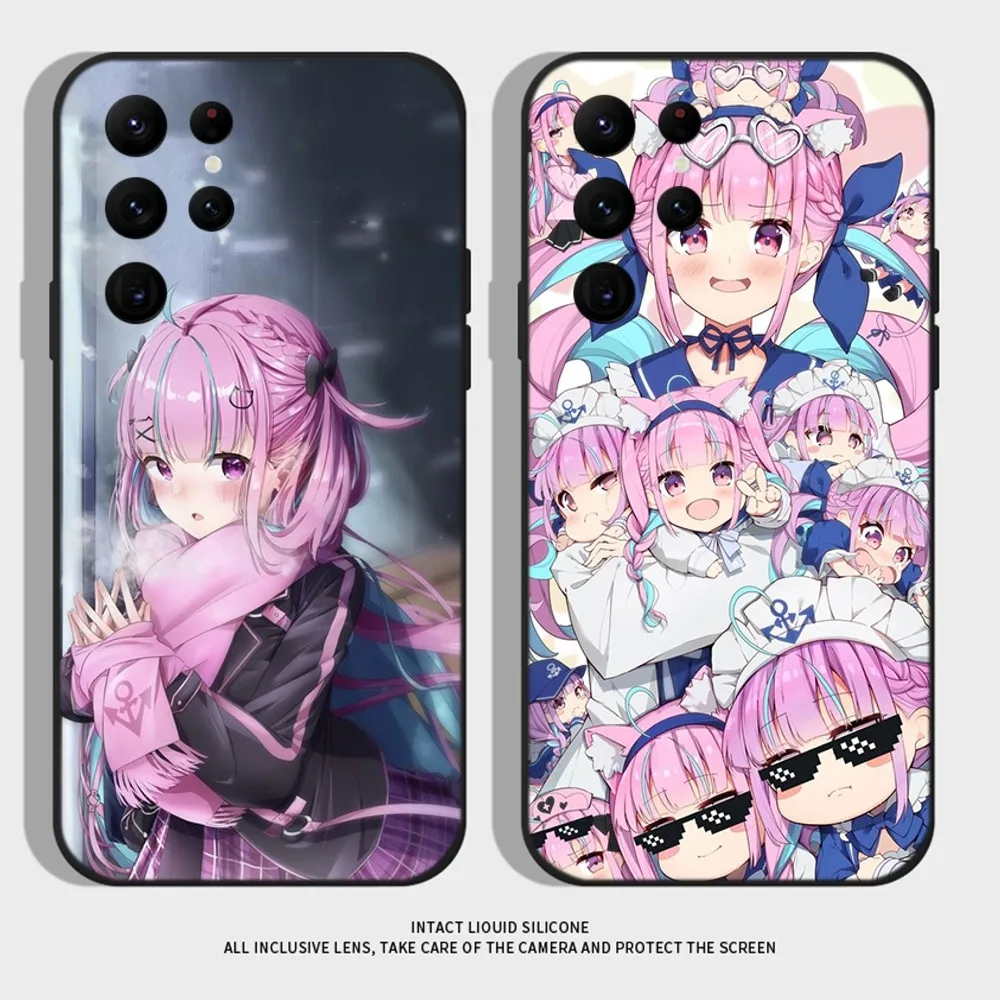

Minato Aqua Neko Phone Case For Samsung S24,S22 Ultra,S20,S30 plus,S22 plus,S23,S30 ultra 5G Silicone Cover