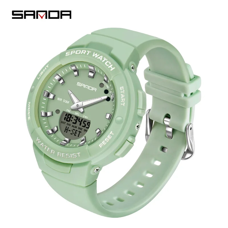 SANDA6005 Outdoor Sports Electronic Watch Japanese Movement Waterproof Night Light Fashion Leisure Male and Female Student Watch