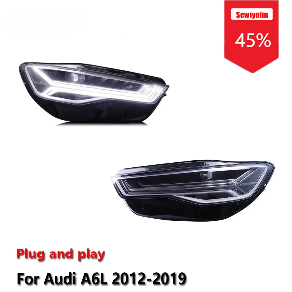 

Sewiyolin Car LED Headlight Assemblies For Audi A6L 2012-2019 Fog DRL Brake Turn Signal Lamp Plug and Play