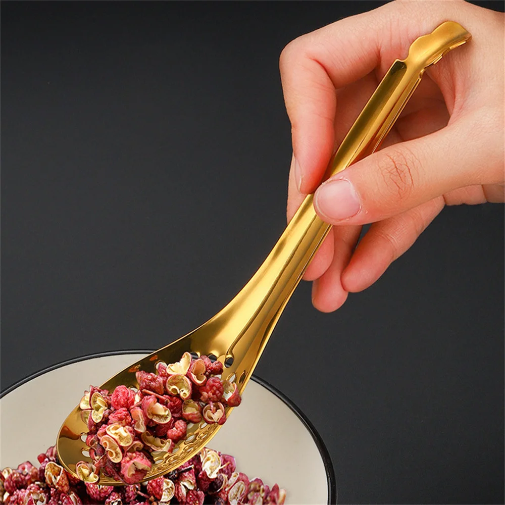 304 Stainless Steel Strainer Spoon Creative Titanium-Plated Multifunctional Western Dining Spoons Kitchen Soup Spoon Colander