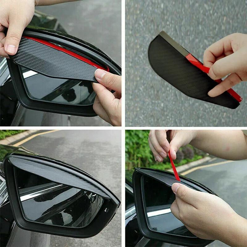 Visera de fibra de carbono para espejo retrovisor de coche, visera lateral de nieve, cubierta de lluvia, accesorios de espejo automotriz, 2 piezas