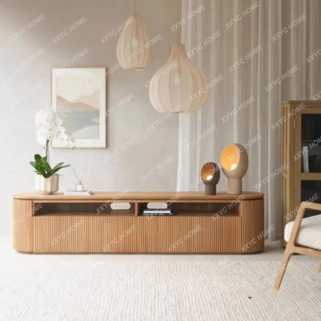Solid wood TV cabinet, living room storage, low cabinet, audition floor cabinet, export foreign trade furniture
