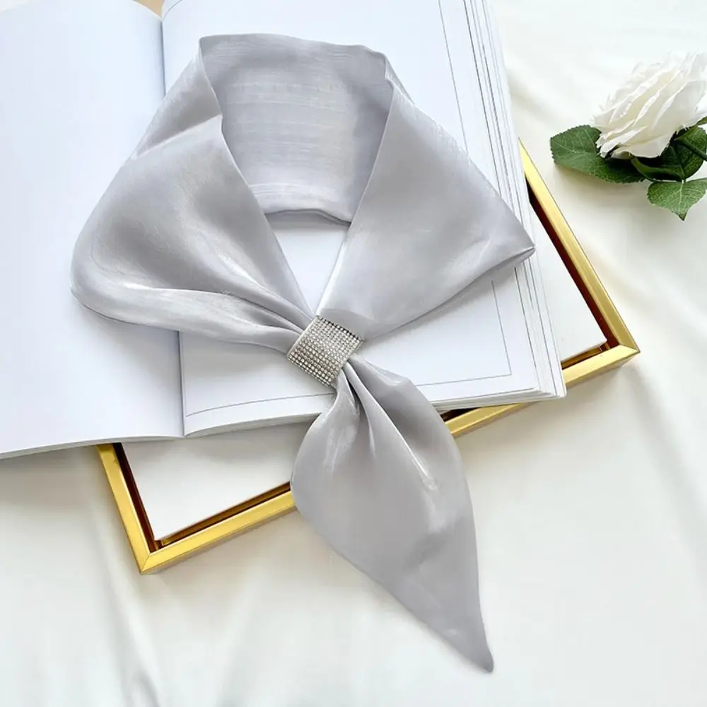 Diamond Wraps Neck Fashion Soft Satin False Collar Solid Color Simple Cross Scarves