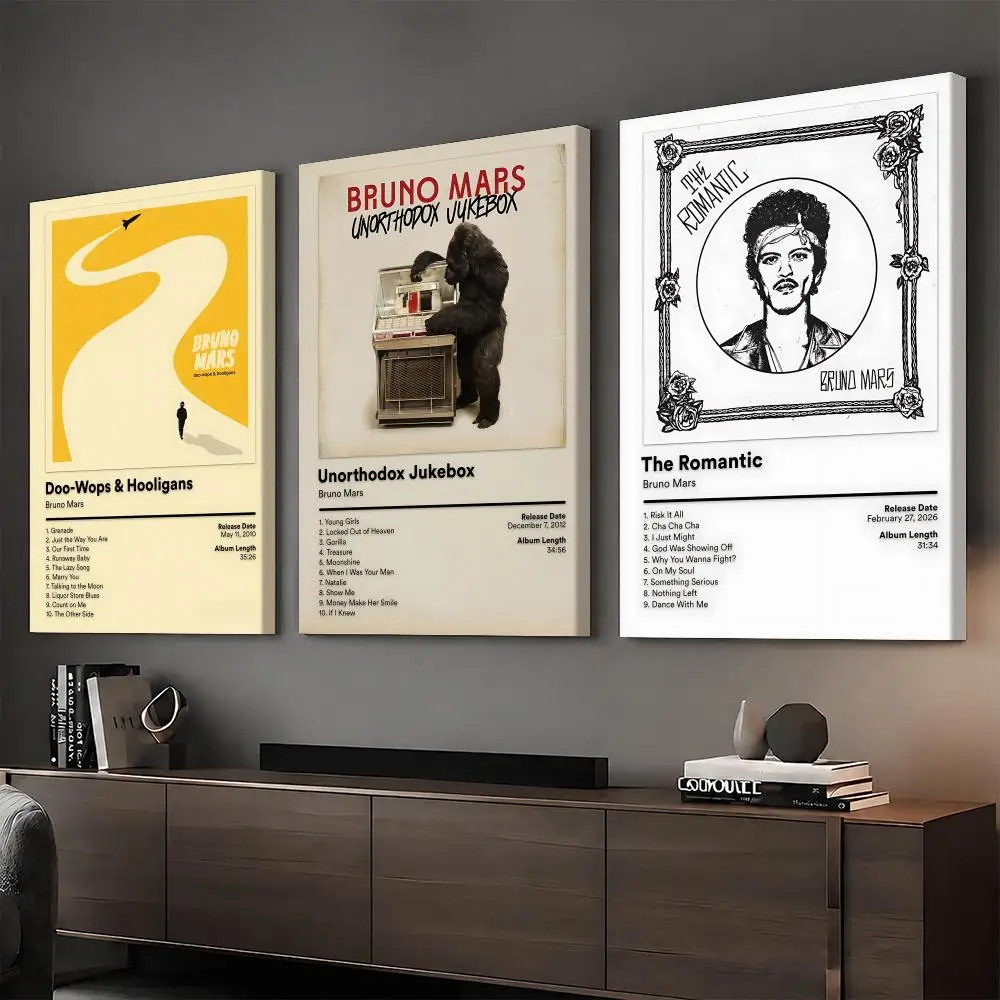 Singer Album B-Bruno Mars Painting Calligraphy HD Modern Style Inner Frame Canvas Poster Bedroom Room Hallway Wall Art Decor