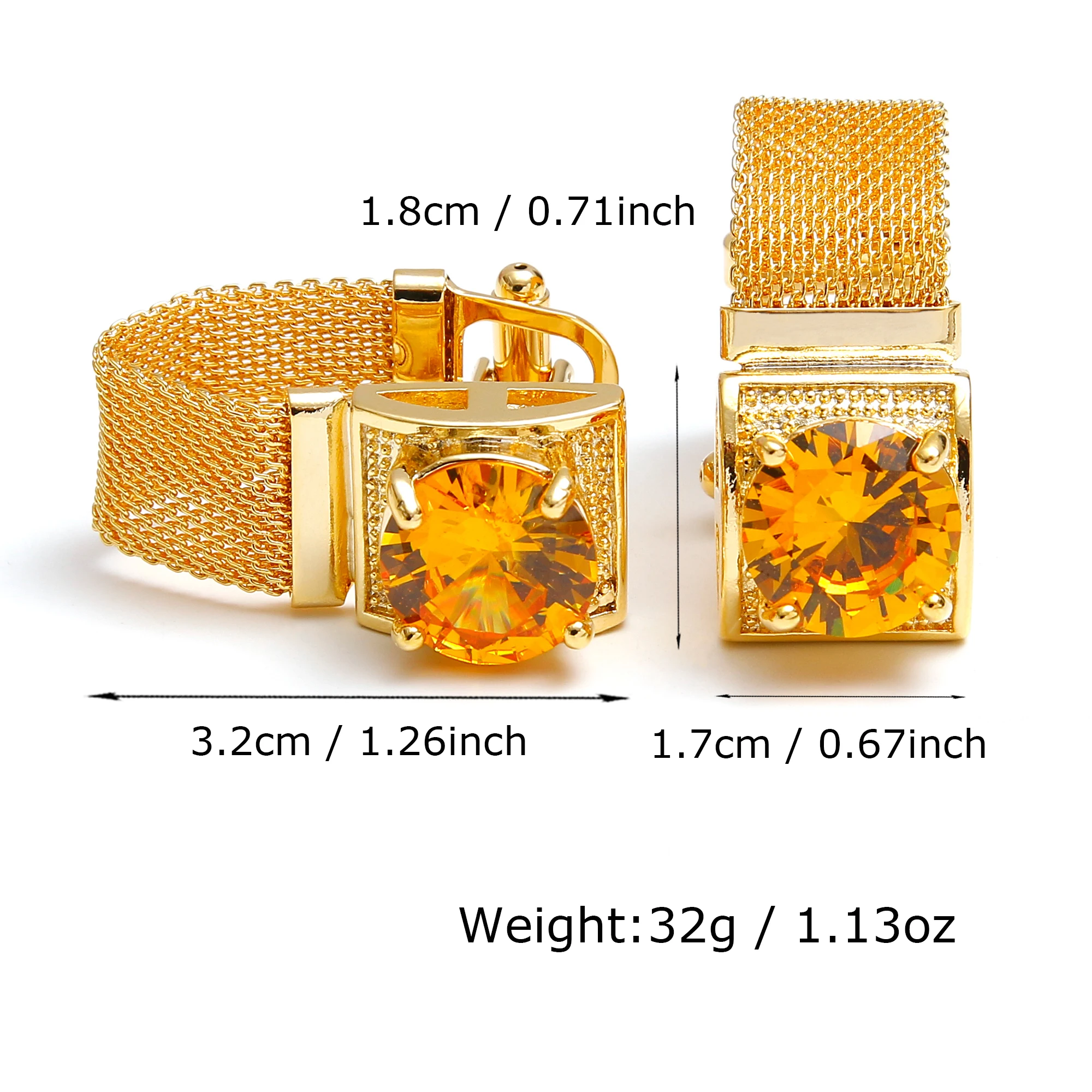 Cufflinks for Men TOMYE XK25026 Luxury Big Zircon Square Golden Chain Brass Dress Shirt Cuff Links Jewelry Gift for Dad Husband
