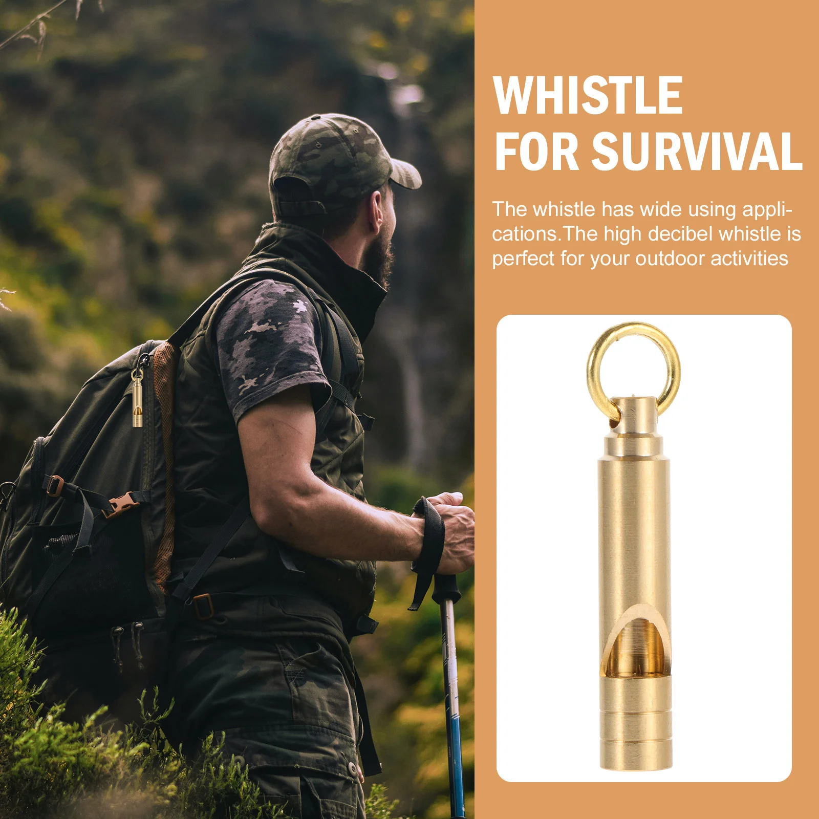 2 Pcs Vintage Brass Whistle Locket Pendant Decor Competition Portable Outdoor Searching Tool Retro Survival